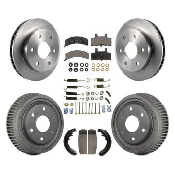 Front Rear Disc Brake Rotors Semi-Metallic Pads And Drum Kit (7Pc) For GMC Yukon K8F-102019