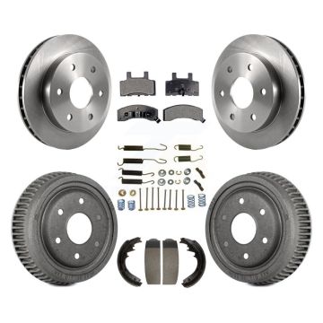 Front Rear Disc Brake Rotors Semi-Metallic Pads And Drum Kit (7Pc) For GMC Yukon K8F-102021