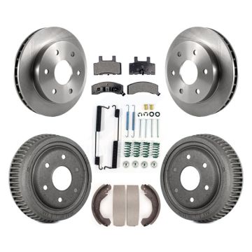 Front Rear Disc Brake Rotors Semi-Metallic Pads And Drum Kit (7Pc) For GMC Yukon K8F-102022