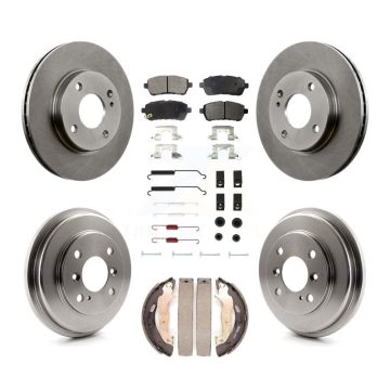 Front Rear Disc Brake Rotors Semi-Metallic Pads And Drum Kit (7Pc) For Ford Fiesta K8F-102040