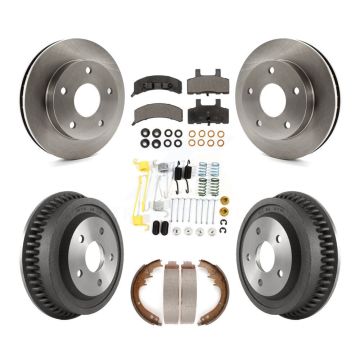 Front Rear Brake Rotors Semi-Metallic Pad Drum Kit (7Pc) For 1994-1999 Dodge Ram 1500 4WD K8F-102044
