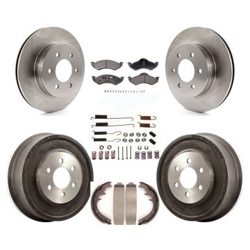 Front Rear Disc Brake Rotor Semi-Metallic Pad And Drum Kit (7Pc) For Dodge Dakota Durango K8F-102048
