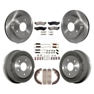 Front Rear Brake Rotors Semi-Metallic Pad Drum Kit (7Pc) For 2000-2001 Dodge Ram 1500 RWD K8F-102051