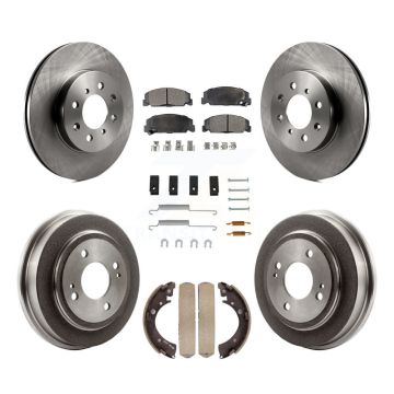 Front Rear Disc Brake Rotors Semi-Metallic Pads And Drum Kit (7Pc) For Honda Civic K8F-102069