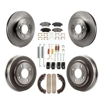 Front Rear Disc Brake Rotors Semi-Metallic Pad And Drum Kit (7Pc) For 2007-2008 Honda Fit K8F-102072