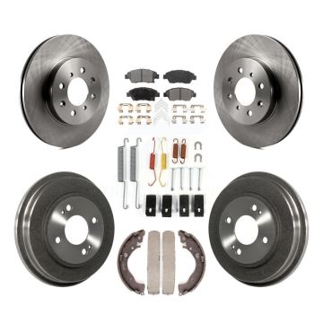 Front Rear Disc Brake Rotors Semi-Metallic Pads And Drum Kit (7Pc) For Honda Fit K8F-102075