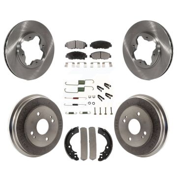 Front Rear Disc Brake Rotors Semi-Metallic Pads And Drum Kit (7Pc) For Honda Accord K8F-102077