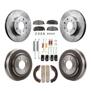 Front Rear Disc Brake Rotors Semi-Metallic Pads And Drum Kit (7Pc) For Honda Civic K8F-102078
