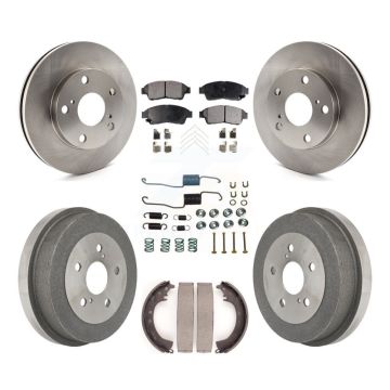 Front Rear Disc Brake Rotors Semi-Metallic Pads And Drum Kit (7Pc) For Toyota Camry 2.2L K8F-102087