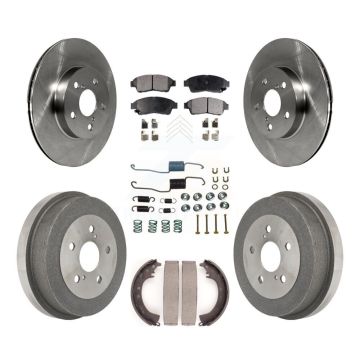 Front Rear Disc Brake Rotors Semi-Metallic Pad & Drum Kit (7Pc) For 1996-2000 Toyota RAV4 K8F-102094