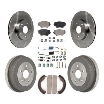 Front Rear Disc Brake Rotors Semi-Metallic Pads And Drum Kit (7Pc) For Toyota RAV4 K8F-102095
