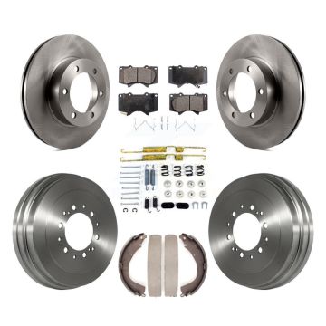 Front Rear Disc Brake Rotors Semi-Metallic Pad Drum Kit (7Pc) For 2004-2006 Toyota Tundra K8F-102109