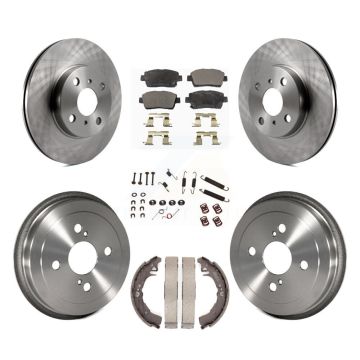 Front Rear Disc Brake Rotors Semi-Metallic Pad & Drum Kit (7Pc) For 2001-2005 Toyota Echo K8F-102113