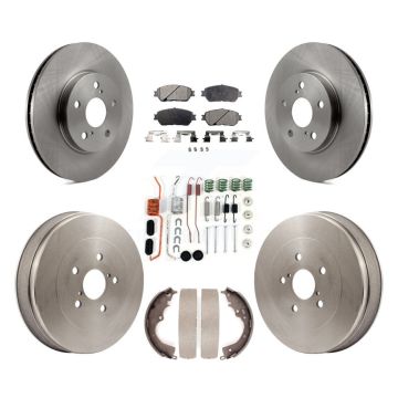 Front Rear Disc Brake Rotors Semi-Metallic Pad Drum Kit (7Pc) For 2004-2010 Toyota Sienna K8F-102119