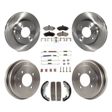 Front Rear Disc Brake Rotors Semi-Metallic Pads And Drum Kit (7Pc) For Hyundai Elantra K8F-102124