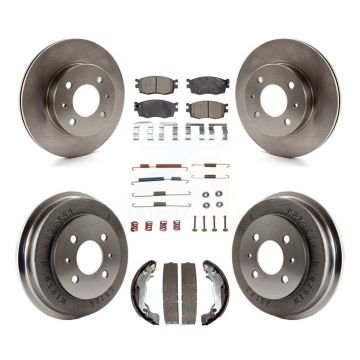 Front Rear Brake Rotor Semi-Metallic Pad Drum Kit (7Pc) For 2006 Hyundai Accent Hatchback K8F-102128
