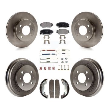 Front Rear Disc Brake Rotor Semi-Metallic Pad Drum Kit (7Pc) For 2003-2005 Hyundai Accent K8F-102129