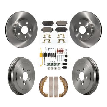 Front Rear Disc Brake Rotor Semi-Metallic Pad & Drum Kit (7Pc) For 2004-2007 Toyota Prius K8F-102132