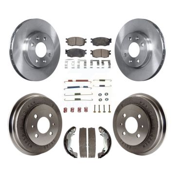 Front Rear Brake Rotor Semi-Metallic Pad Drum Kit (7Pc) For 06 Hyundai Accent To 09 30 05 K8F-102135