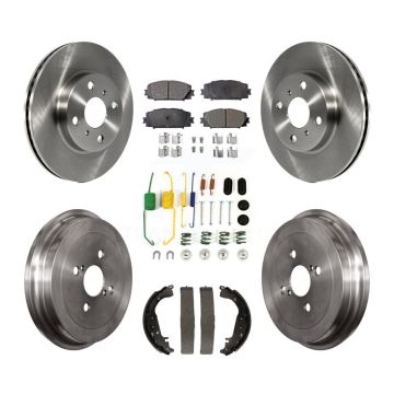 Front Rear Disc Brake Rotors Semi-Metallic Pads And Drum Kit (7Pc) For Toyota Yaris K8F-102137
