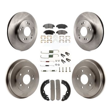 Front Rear Disc Brake Rotors Semi-Metallic Pads And Drum Kit (7Pc) For Honda Civic K8F-102143
