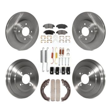 Front Rear Disc Brake Rotors Semi-Metallic Pad And Drum Kit (7Pc) For 2015-2020 Honda Fit K8F-102150