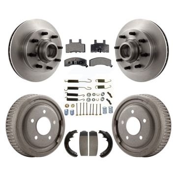 Front Rear Disc Brake Rotor Hub Assembly Semi-Metallic Pad & Drum Kit (7Pc) For GMC Yukon K8F-102158