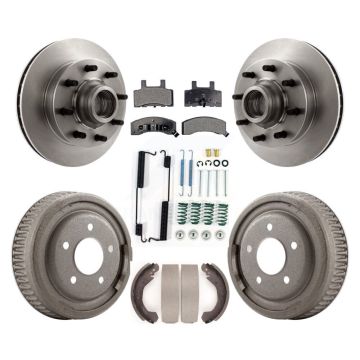 Front Rear Disc Brake Rotor Hub Assembly Semi-Metallic Pad & Drum Kit (7Pc) For GMC Yukon K8F-102159
