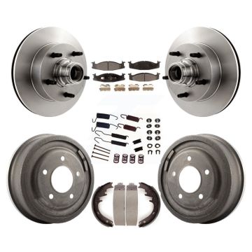 Front Rear Brake Rotor Hub Semi-Metallic Pad Drum Kit (7Pc) For Ford E-150 Econoline Club K8F-102167