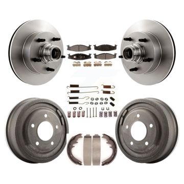 Front Rear Brake Rotor Hub Semi-Metallic Pad Drum Kit (7Pc) For Ford E-150 Econoline Club K8F-102168