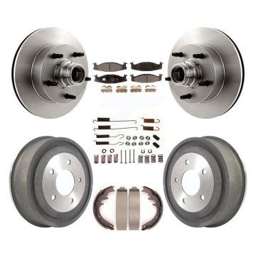 Front Rear Brake Rotor Hub Semi-Metallic Pad Drum Kit (7Pc) For Ford E-150 Econoline Club K8F-102169