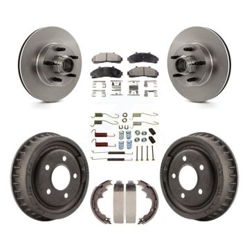 Front Rear Disc Brake Rotor Hub Assembly Semi-Metallic Pad Drum Kit (7Pc) For Ford Ranger K8F-102176