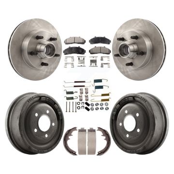 Front Rear Disc Brake Rotor Hub Assembly Semi-Metallic Pad Drum Kit (7Pc) For Mazda B4000 K8F-102178