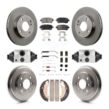 Front Rear Disc Brake Rotors Semi-Metallic Pads And Drum Kit (9Pc) For Ford Fiesta K8F-102200