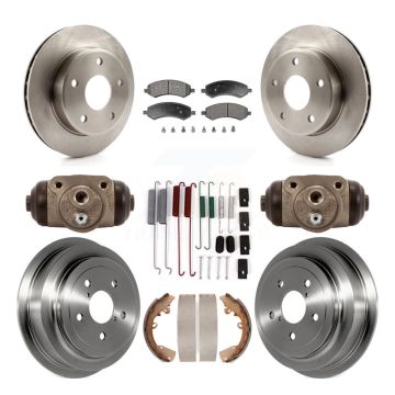 Front Rear Brake Rotor Semi-Metallic Pad & Drum Kit (9Pc) For Dakota Dodge Ram Mitsubishi K8F-102205