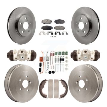 Front Rear Disc Brake Rotors Semi-Metallic Pad Drum Kit (9Pc) For 2004-2010 Toyota Sienna K8F-102211