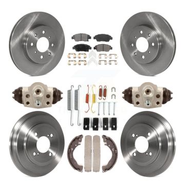 Front Rear Disc Brake Rotors Semi-Metallic Pad And Drum Kit (9Pc) For 2015-2019 Honda Fit K8F-102217