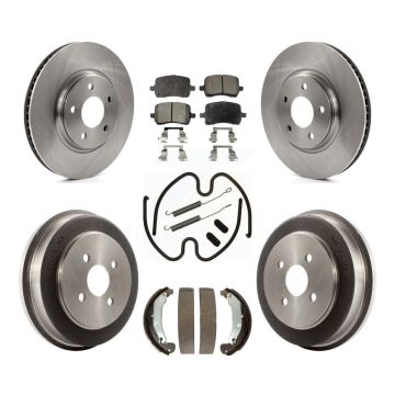 Front Rear Disc Brake Rotors Semi-Metallic Pads And Drum Kit (7Pc) For Pontiac Pursuit K8F-102268