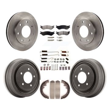 Front Rear Brake Rotors Semi-Metallic Pad Drum Kit (7Pc) For Ford F-150 With 7 Lug Wheels K8F-102283