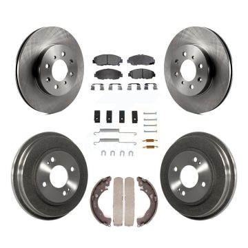 Front Rear Disc Brake Rotors Semi-Metallic Pads And Drum Kit (7Pc) For Honda Insight K8F-102312