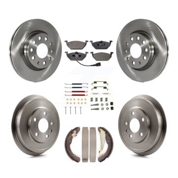 Front Rear Disc Brake Rotors Semi-Metallic Pads And Drum Kit (7Pc) For Volkswagen Jetta K8F-102338