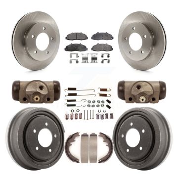 Front Rear Disc Brake Rotors Semi-Metallic Pads And Drum Kit (9Pc) For Ford F-150 4WD K8F-102346