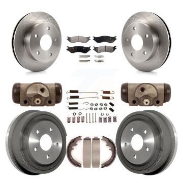 Front Rear Brake Rotors Semi-Metallic Pad Drum Kit (9Pc) For 2000-2001 Dodge Ram 1500 4WD K8F-102348