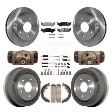 Front Rear Brake Rotors Semi-Metallic Pad Drum Kit (9Pc) For 2000-2001 Dodge Ram 1500 RWD K8F-102349