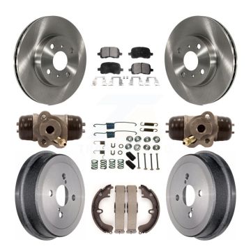 Front Rear Disc Brake Rotor Semi-Metallic Pad & Drum Kit (9Pc) For Toyota Corolla Non-ABS K8F-102372