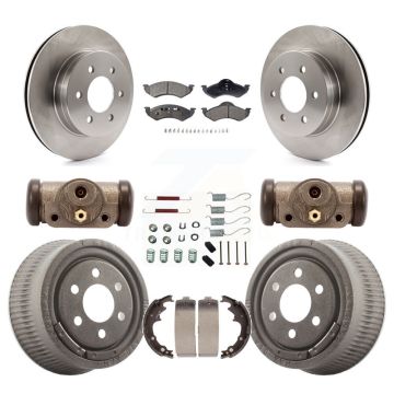 Front Rear Disc Brake Rotors Semi-Metallic Pads And Drum Kit (9Pc) For Dodge Dakota K8F-102437