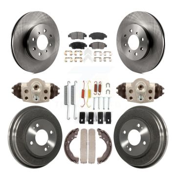 Front Rear Disc Brake Rotors Semi-Metallic Pads And Drum Kit (9Pc) For Honda Fit K8F-102458