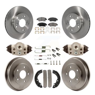 Front Rear Brake Rotors Semi-Metallic Pad Drum Kit (9Pc) For 2006-2008 Honda Civic Hybrid K8F-102471