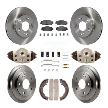 Front Rear Disc Brake Rotors Semi-Metallic Pads And Drum Kit (9Pc) For Honda Civic K8F-102472