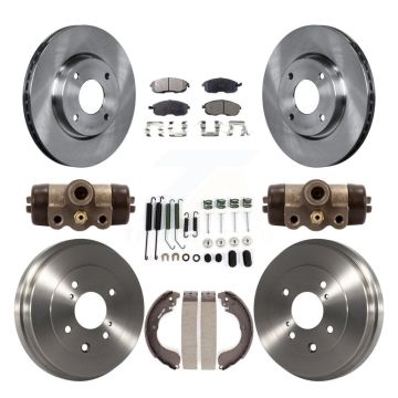 Front Rear Disc Brake Rotor Semi-Metallic Pad Drum Kit (9Pc) For Nissan Versa Sentra Cube K8F-102483